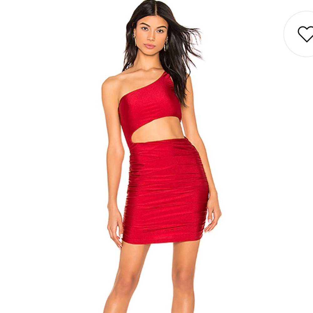 Cut out off one shoulder red dress